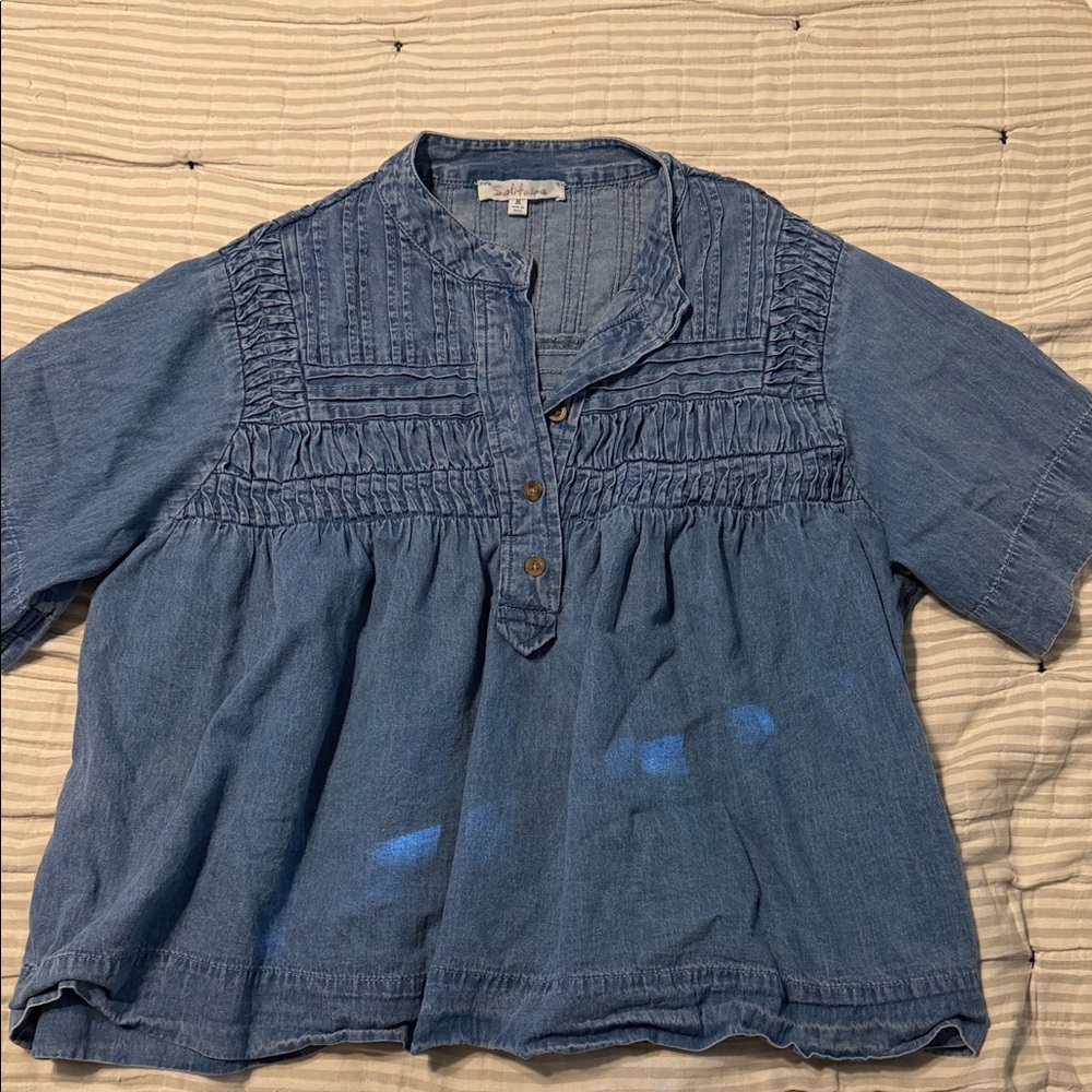 Blue Denim Button-Up Blouse